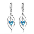 Pendientes Corazón Azul de Plata con Piedra Cianita