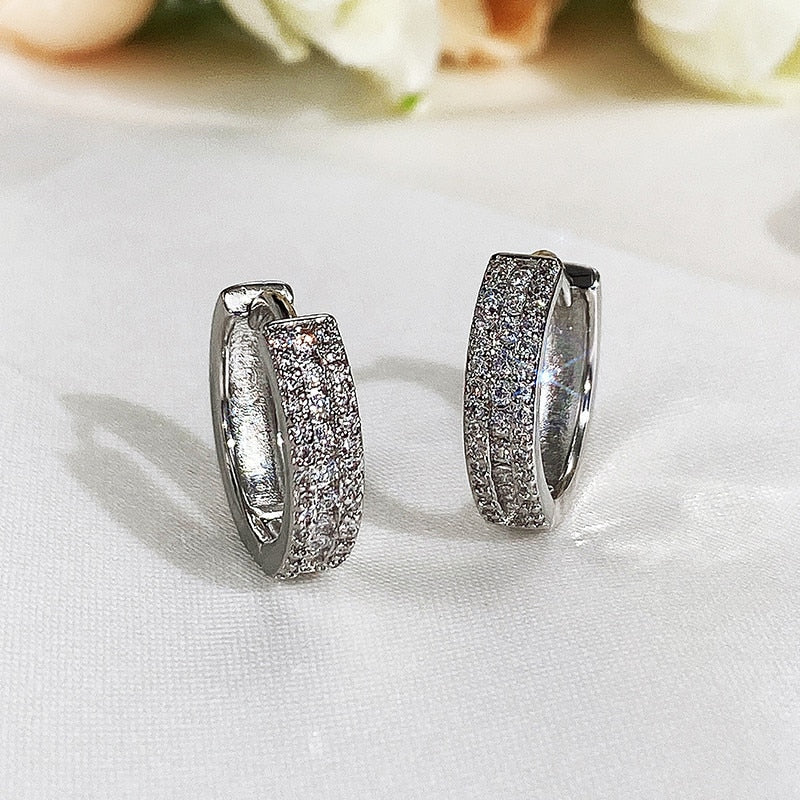 Pendientes de Aro con Piedras de Circonita