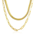 Collar Doble de Malla y Eslabones Chapado en Oro de 18K